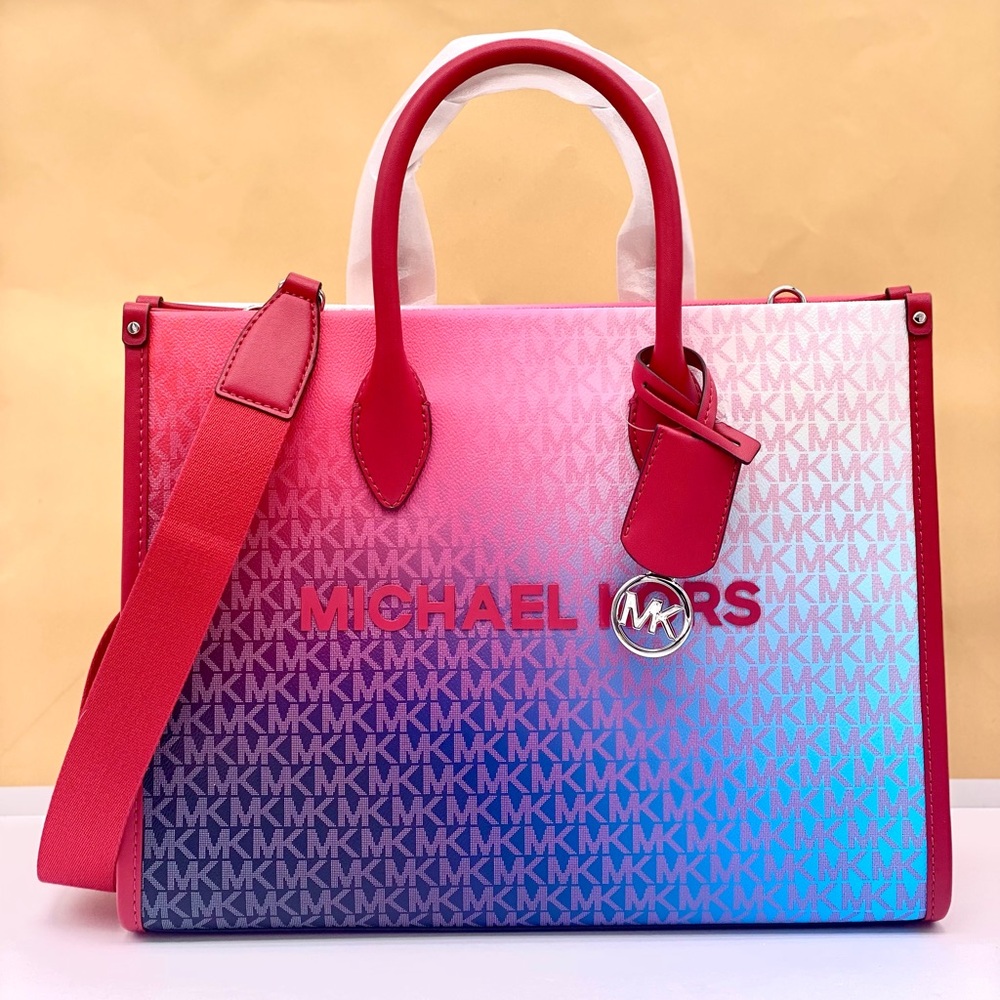 Michael kors purse medium Mirella shoulder tote dk raspberry - Picture 7 of 11